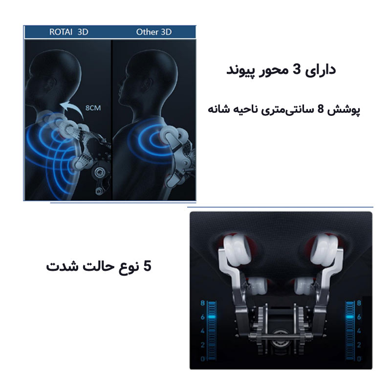 3 محور پیوند و پوشش 8 سانتی متری صندلی ماساژور