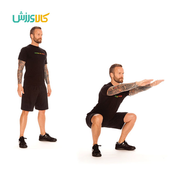 حرکت اسکوات بدون وزنه (Air Squats)