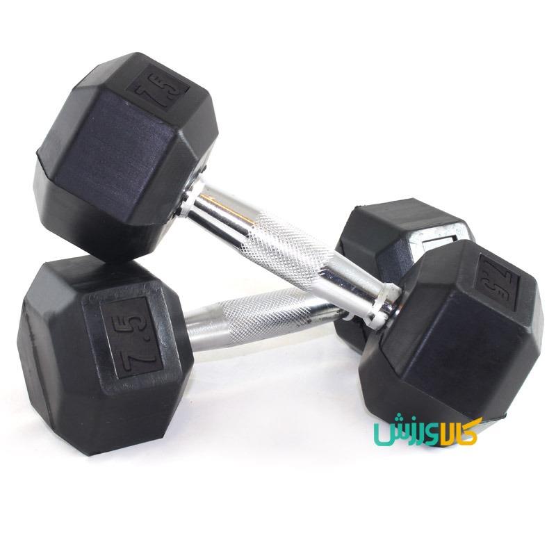 دمبل شش ضلعی 7.5 کیلوگرمیHexagonal dumbbell 7.5 KG