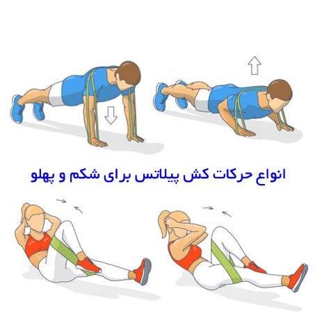 آموزش کامل ورزش با کش پیلاتس برای شکم و پهلو