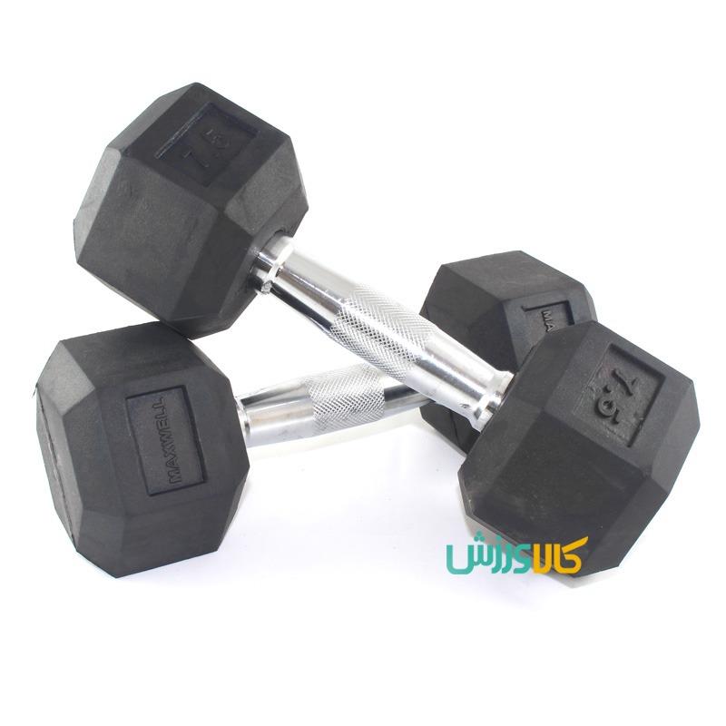 دمبل شش ضلعی 7.5 کیلوگرمی طرح مکسولMaxwell ۶ District Dumbbell